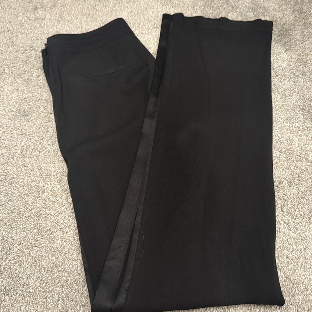 Tory Burch Black Satin-Trim Tuxedo Pants - Size 4